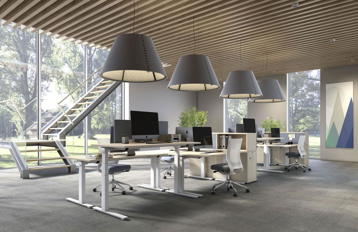 Höhenverstellbarer Schreibtisch CREW Palmberg Dynamik Effizienz Büroausstattung ergonomisch einfach verstellbar 2in1